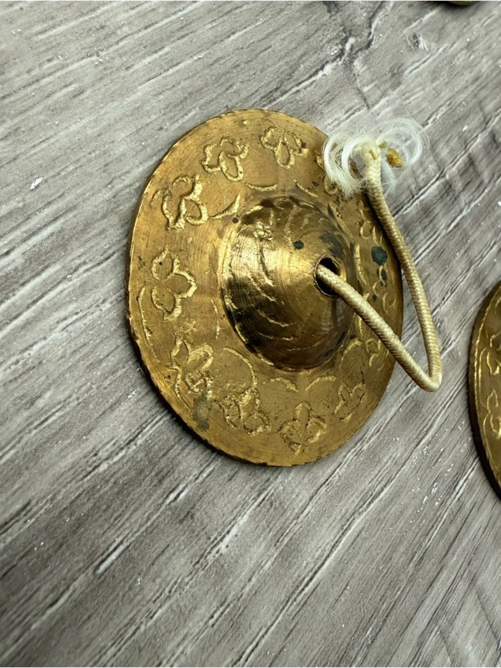 Vintage Brass Finger Cymbals Zills Set of 4 Floral Plain Belly Dance 1.5 1.75